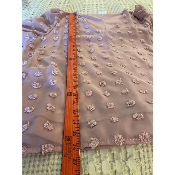 Forgotten Grace Dusty Rose Pink Long Sleeve V Neck Pokadot Size 1X Top Blouse - Picture 10 of 10